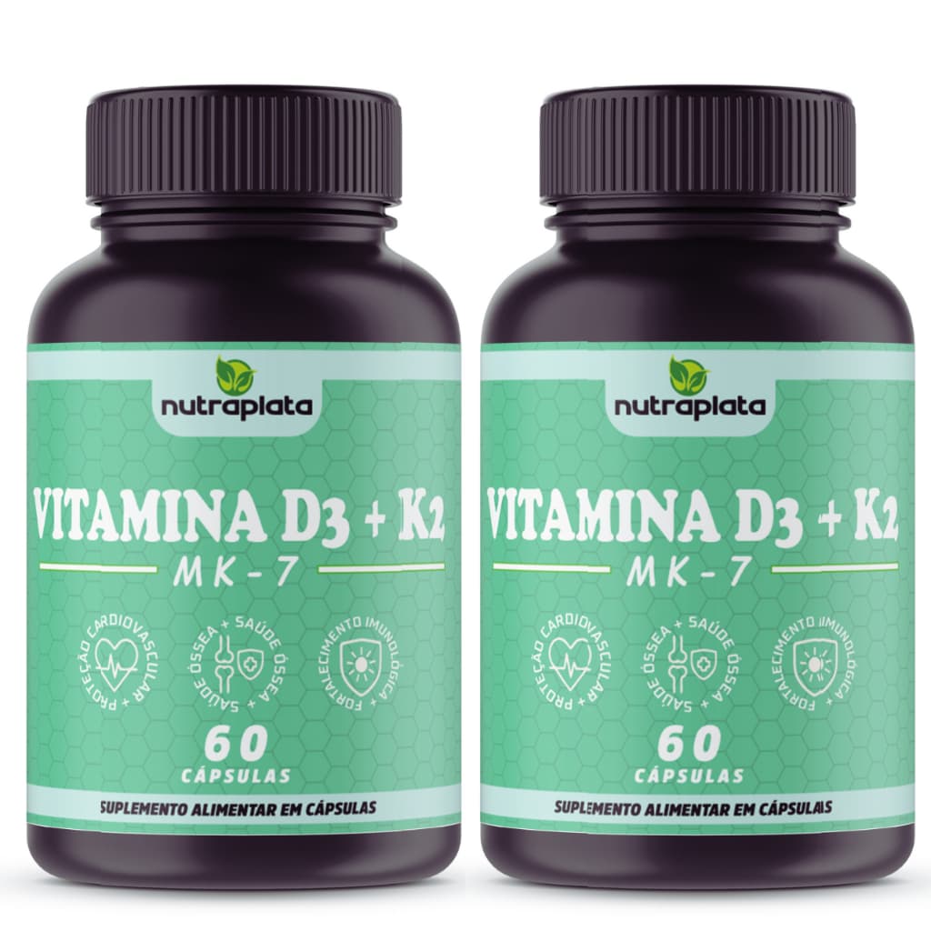 Kit 2x Vitamina D3 2.000 UI + Vitamina K2mK7 100 MCG 60 Cápsulas