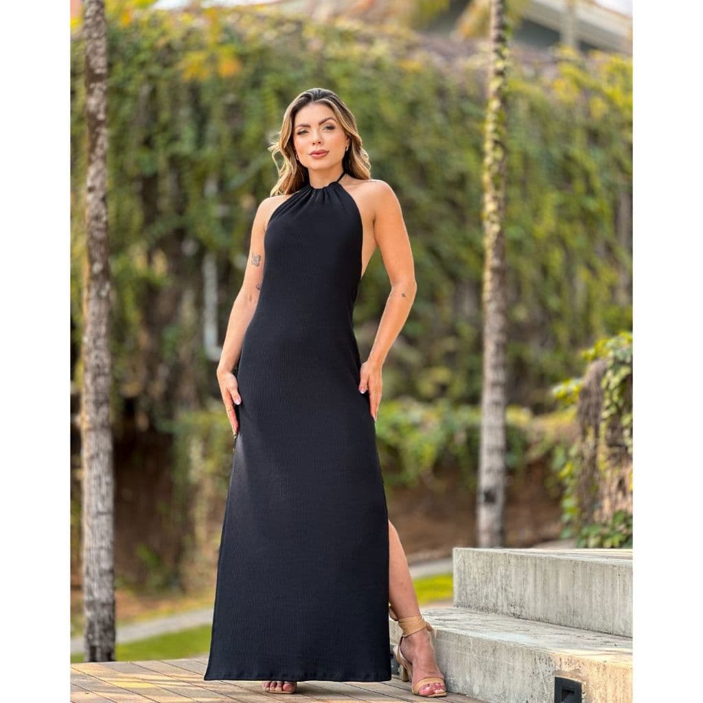 VESTIDO MERLIN NADADOR/ VESTIDO COM FENDA/ VESTIDO FESTA/ VESTIDO LONGO