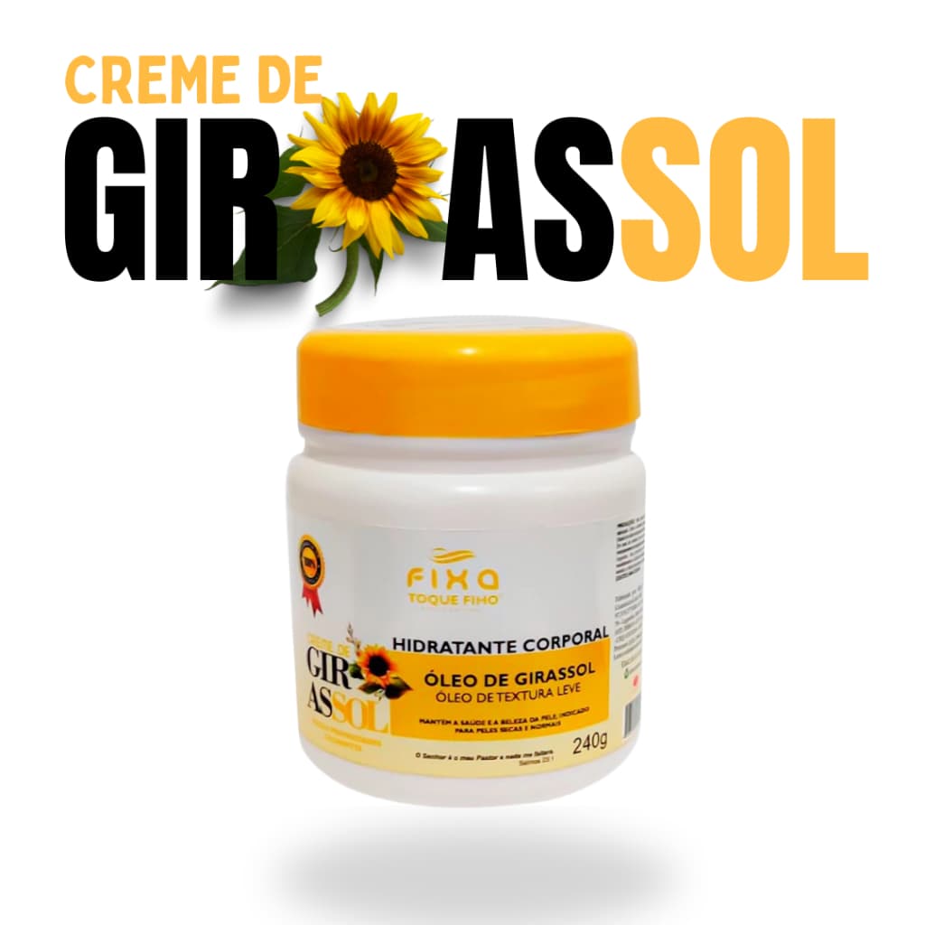 Creme Corporal Óleo de Girassol 240G Hidrata e Nutre Prevenção de Manchas com Vitamina E Para Pele Ressecada