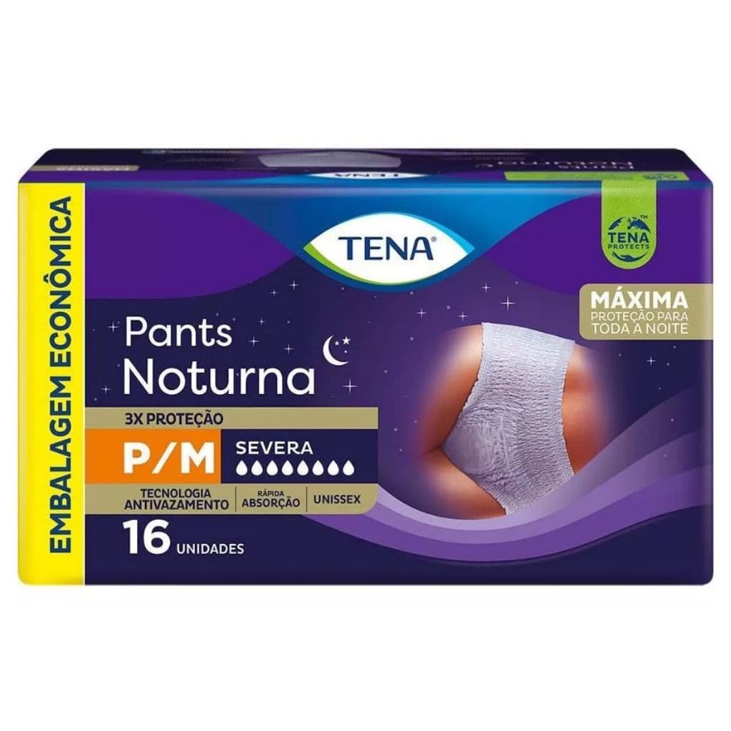 Fralda Geriátrica Tena Pants Noturna P/M com 16 Unidades