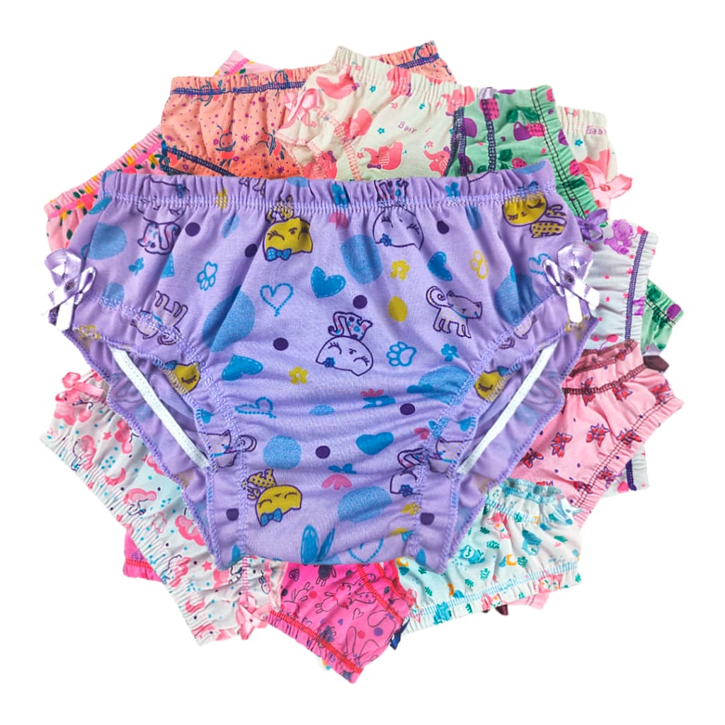 Calcinha infantil Estampada menina calçolinha babado e laço estilo bunda rica Cobre Fralda