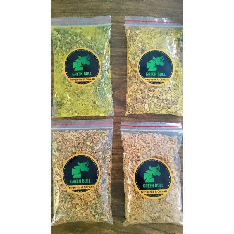 Kit Com 4 Temperos de 100 gramas (Alho Frito, Edu Guedes, Lemon Pepper, Tempero para Feijão)