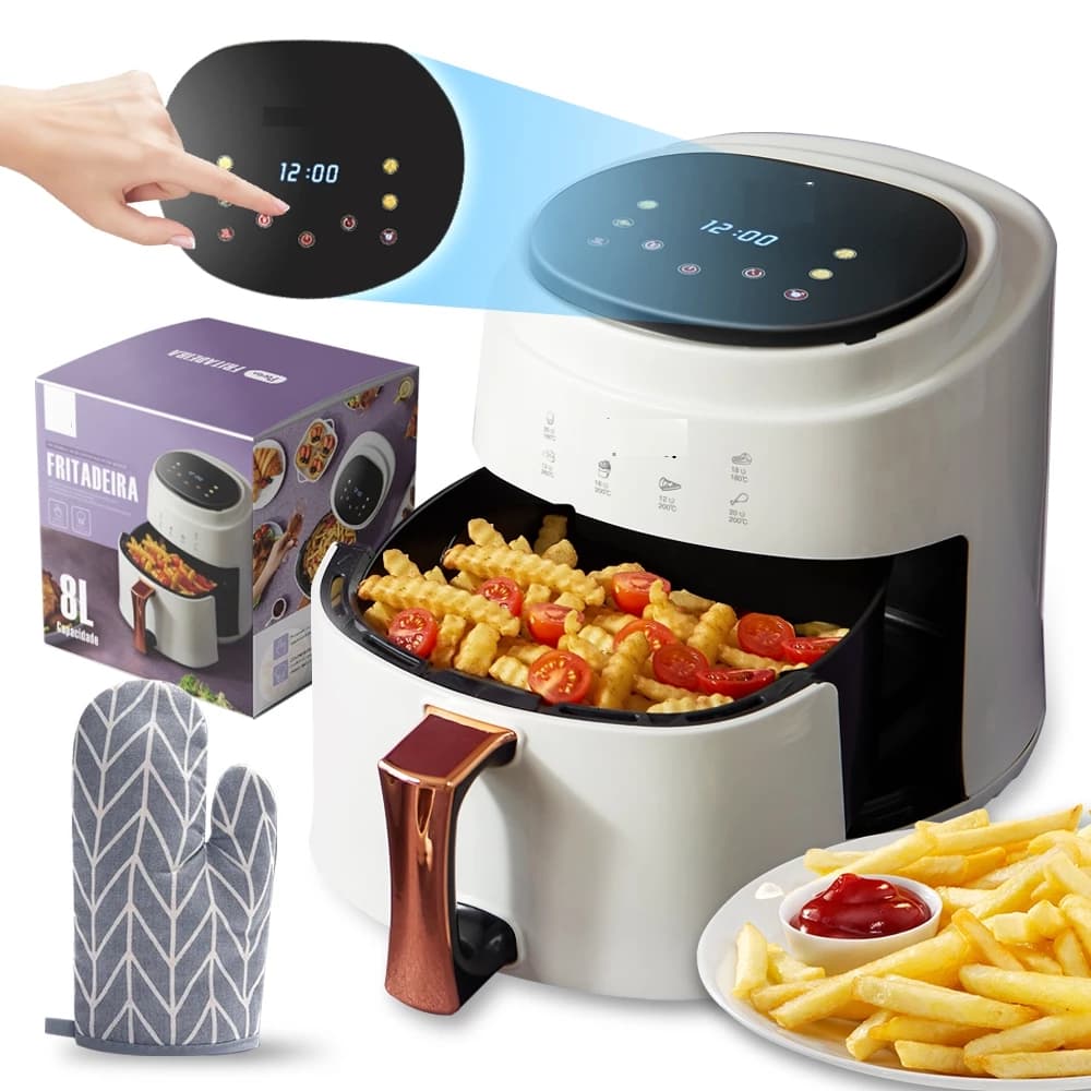 Air Fryer Touch Digital 8L Fritadeira Elétrica 127V 1400w Eletrodoméstico Multifuncional para Cozinha Saudável
