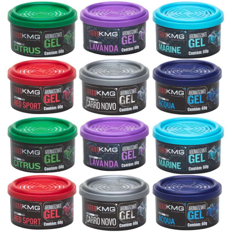 Kit Com 12 Unidades Aromatizante Para Carro Em Gel 60g