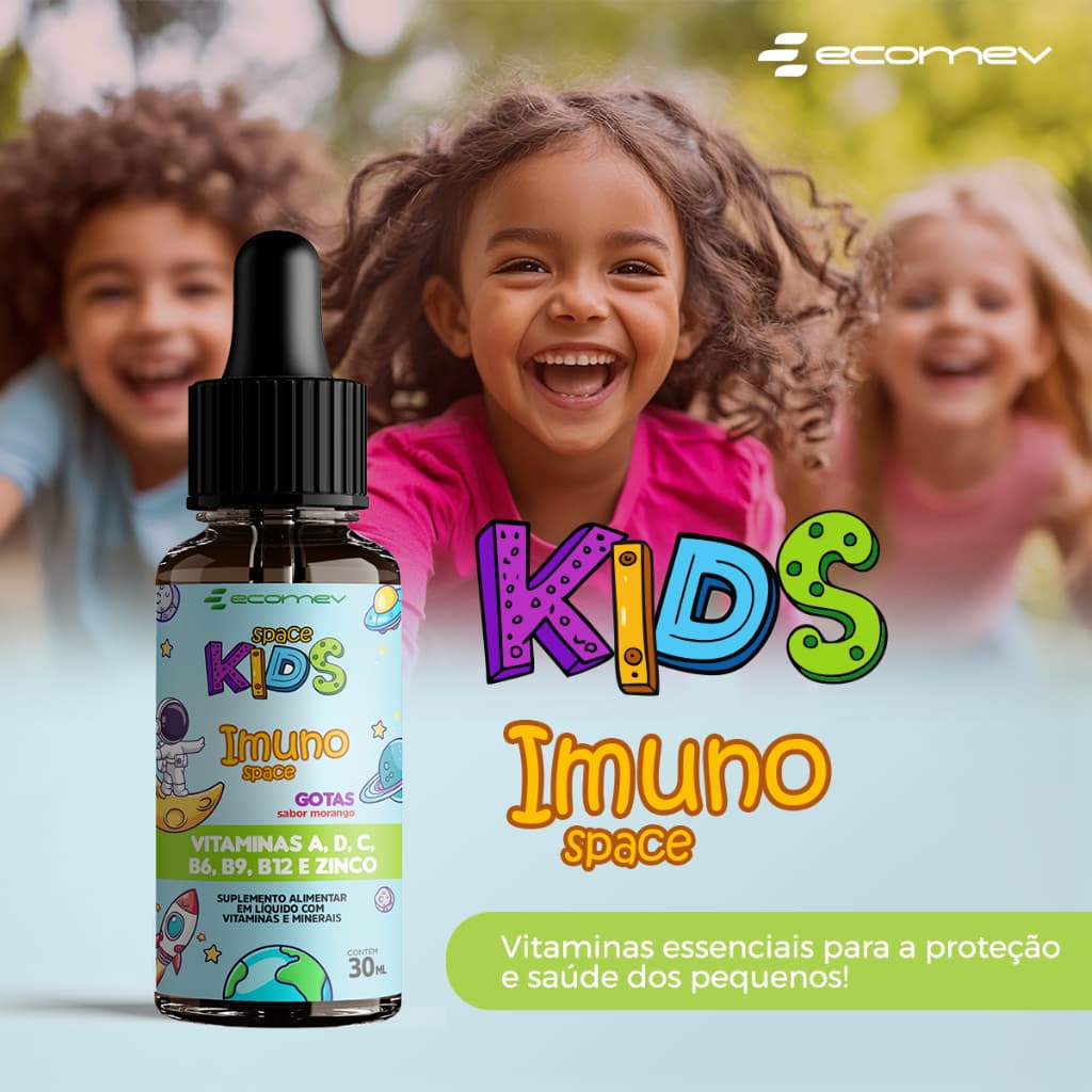 Vitamina Infantil Imuno Kids Blend Vitaminas Pura Gotas Morango 30ml
