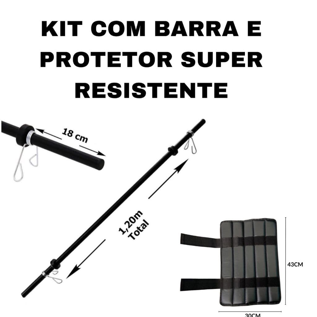Kit Musculação Barra Body Pump 1,20 + Protetor de Barra - Para Treino Academia treino em casa
