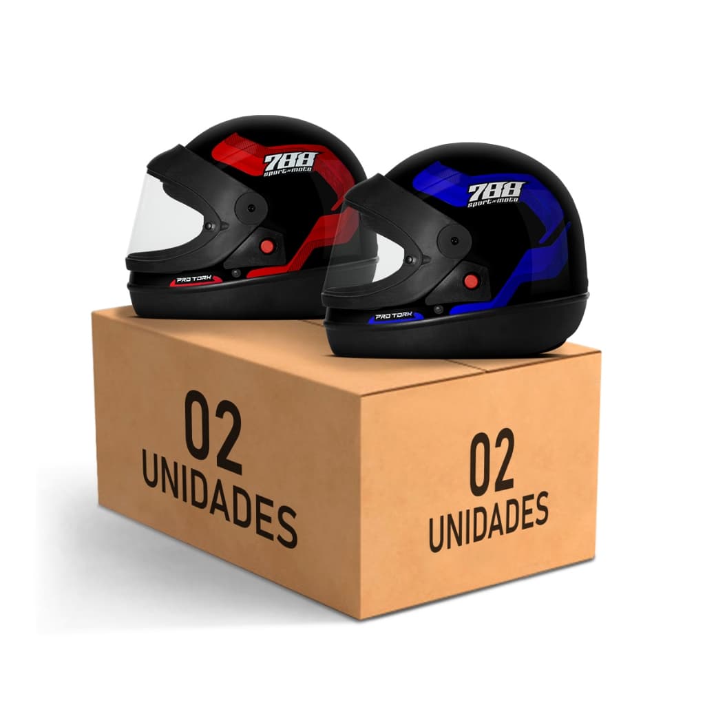 Kit Capacete Moto Masculino e Feminino Integral Pro Tork Sport Moto 788 Viseira Automática Vermelho
