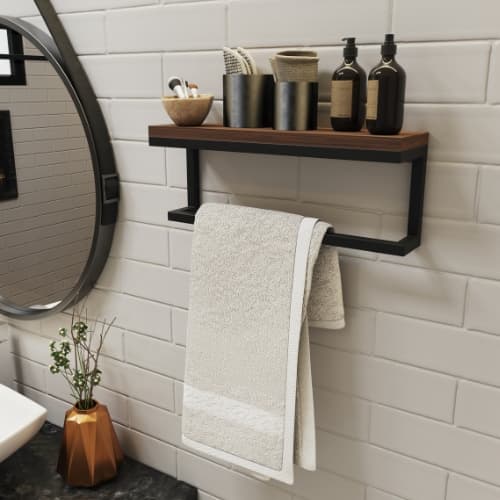 Porta toalha de rosto parede com prateleira para banheiro estilo industrial suporte toalha