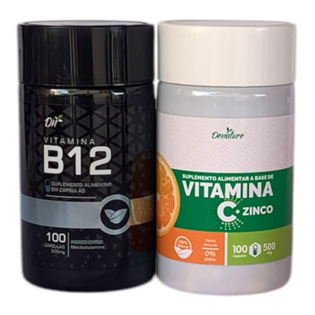 Vitamina B12 com Vitamina C 500mg Total 200 cápsulas