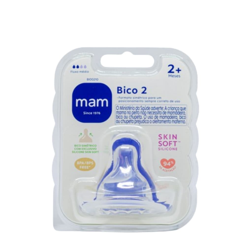 Bico Mamadeira Mam Nº2 Fluxo Médio 2+meses 1 Unidade