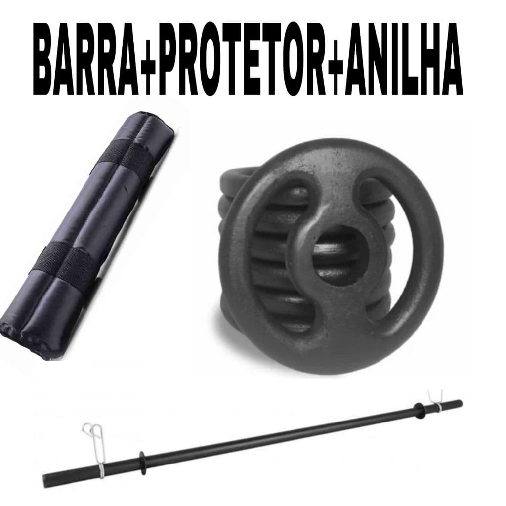 Kit Treino Musculação Aula Pump - Barra + Presilhas + Protetor de Barra + Kit Anilhas Com 06KG/08KG/10KG