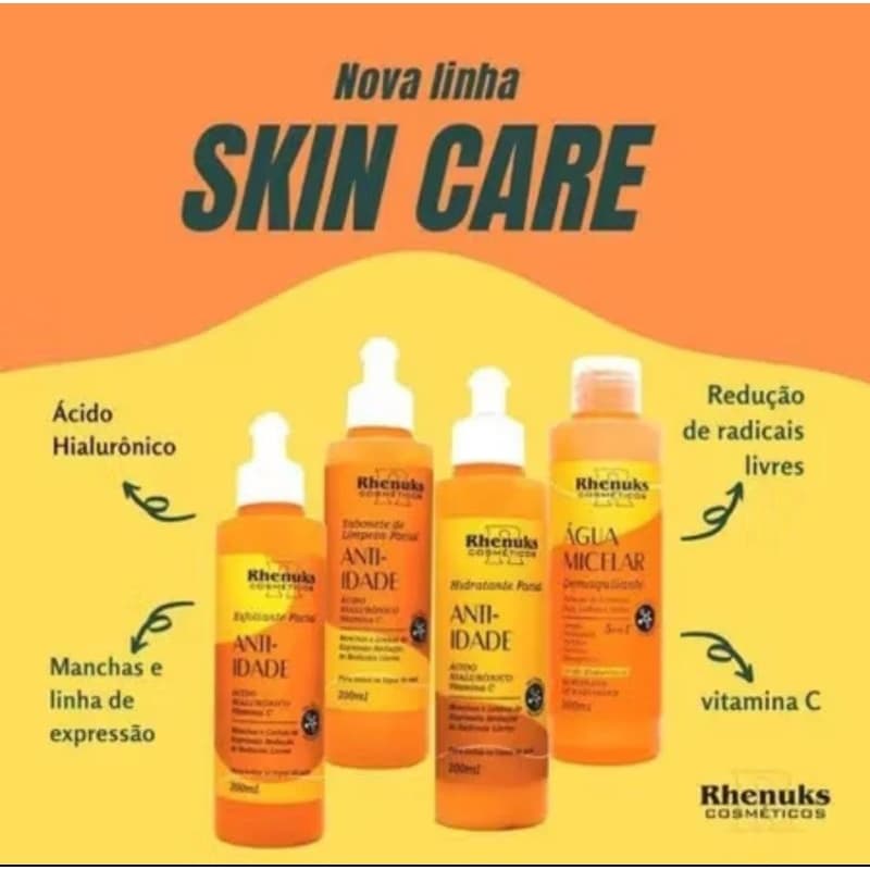 Skin Care ANTI IDADE Kit Fácil Rhenuks c/ 4 produtos