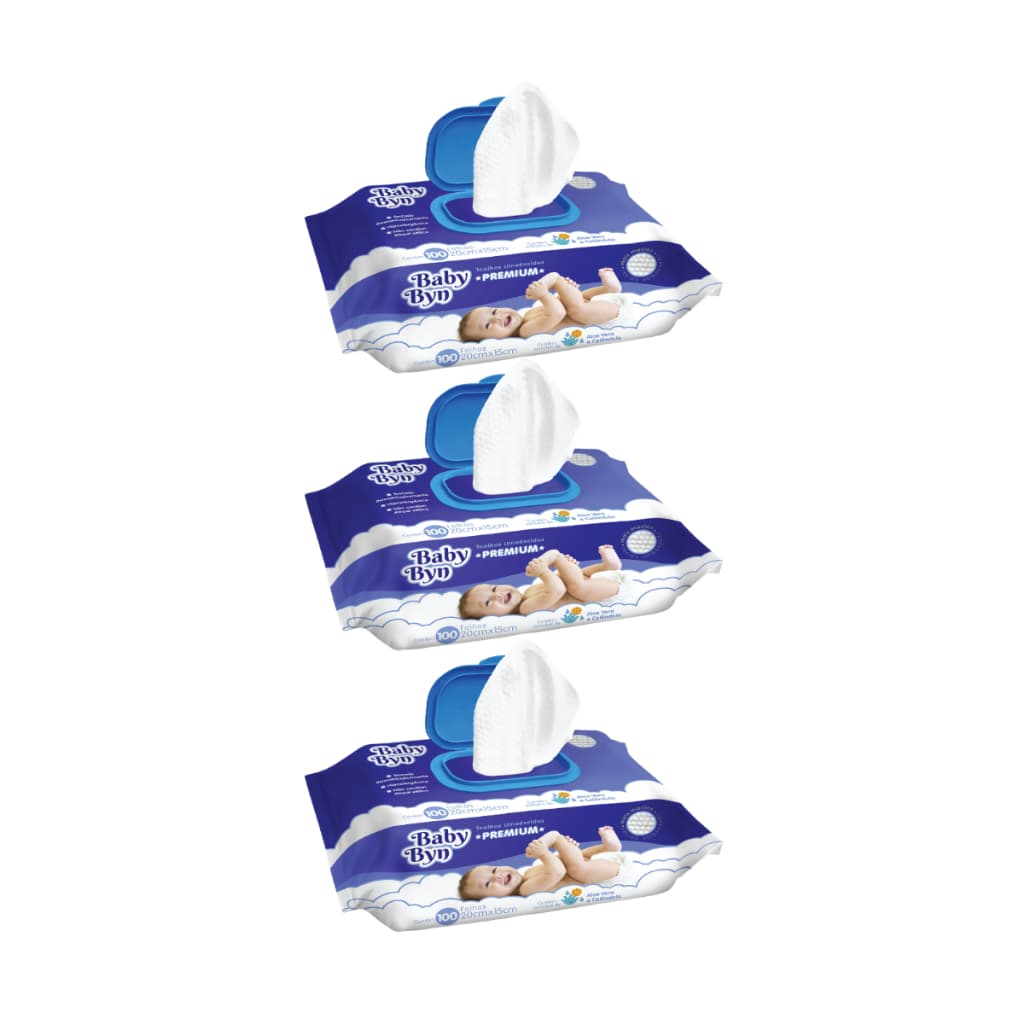 TOALHA UMEDECIDA BABY BYN PREMIUM 300 FOLHAS (3UNDX100FLS)