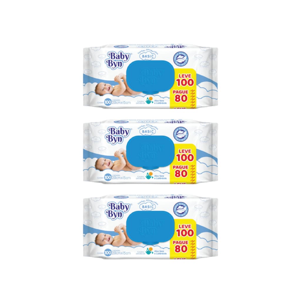 TOALHA UMEDECIDA BABY BYN BASIC 300 FOLHAS (3UNDX100FLS)