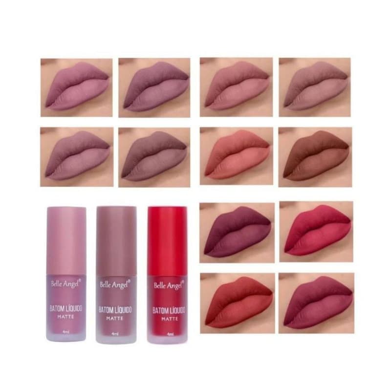 Batom Liquido Matte Belle Angel B079 alta qualidade acabamento matte e longa duração lábios bonitos boca sedutora