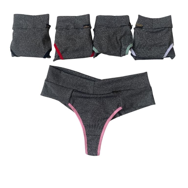 Kit Calcina Modeladora Fio Duplo Cintura Média Feminina Fitness Atividade Física Academia