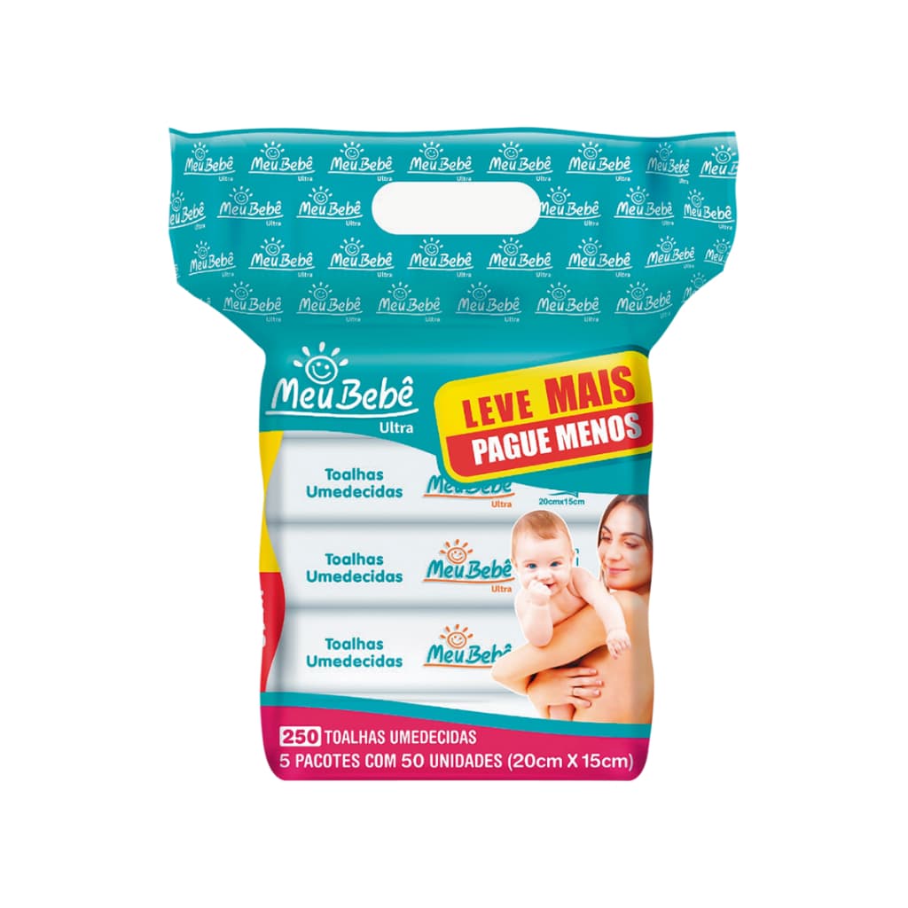 TOALHA UMEDECIDA MEU BEBÊ ULTRA PACK 250 FOLHAS (5UNDX50FLS)