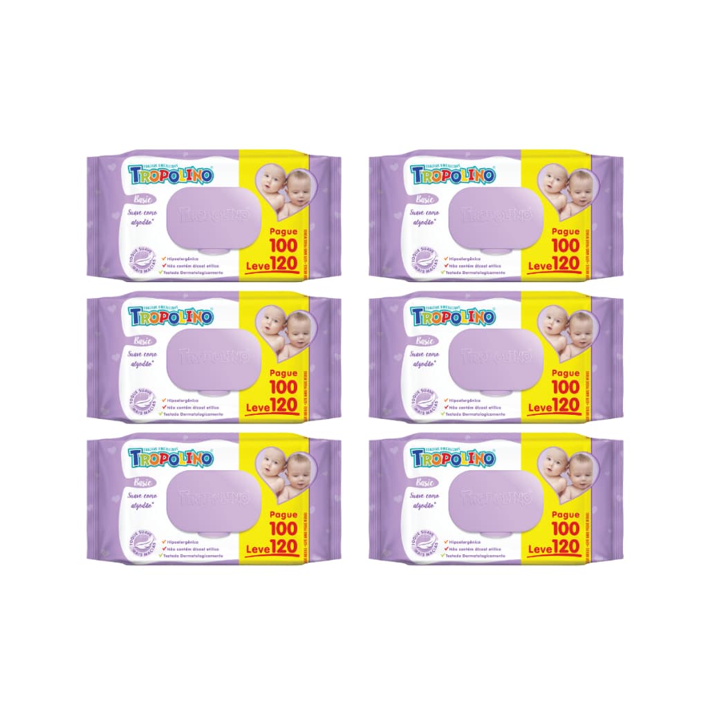 KIT TOALHA UMEDECIDA TROPOLINO 720 FOLHAS (6UNDX120FLS)