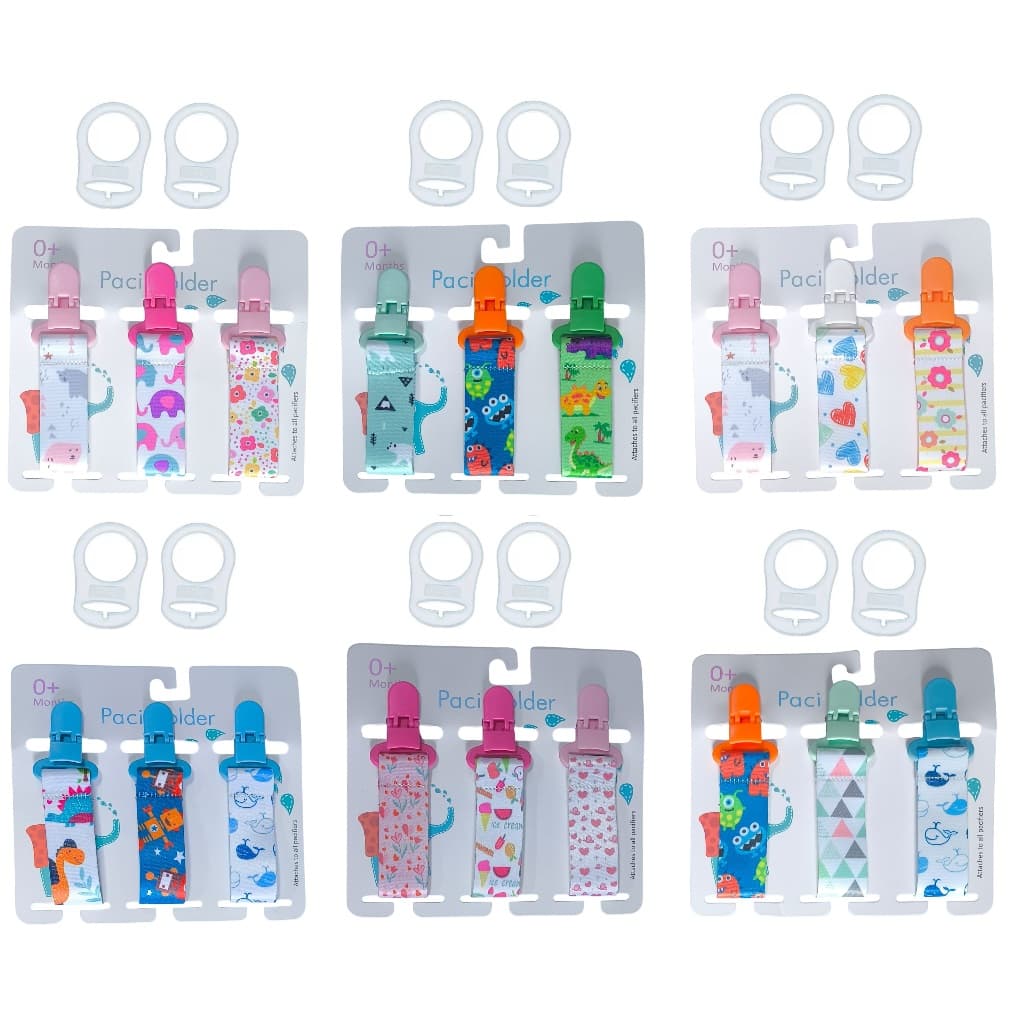 2 anéis argola silicone para chupeta Mam Nuk + 3 Prendedores de chupeta bico Bebê