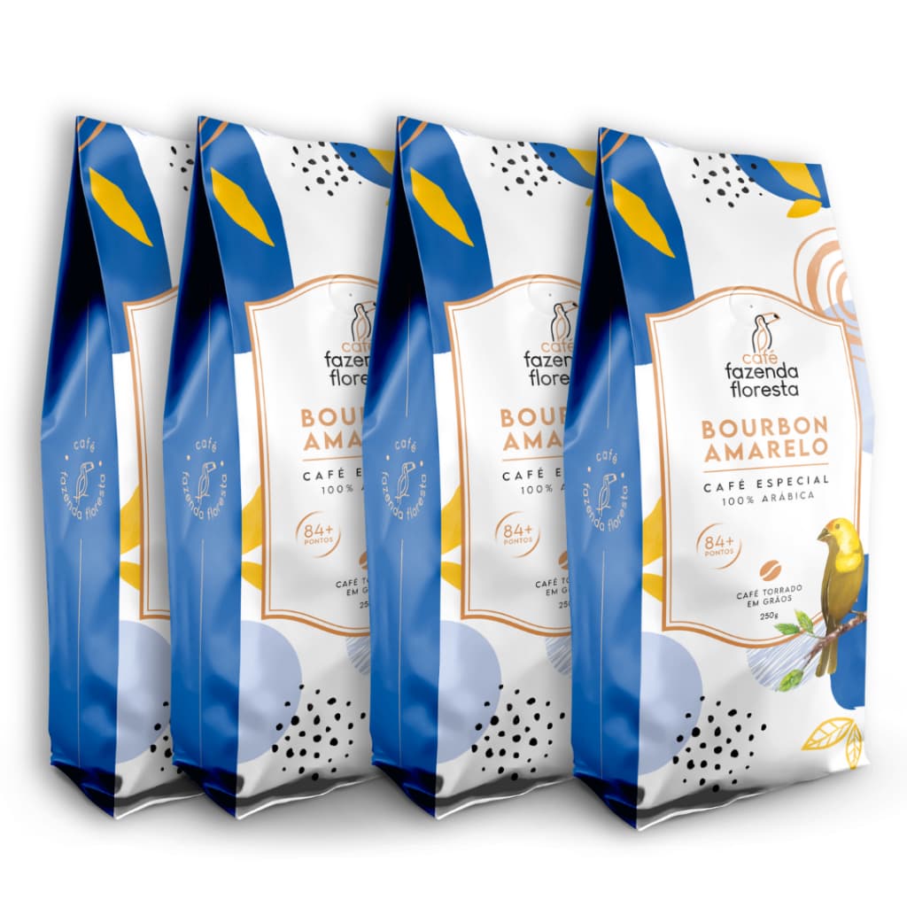 KIt Café Especial Fazenda Floresta Bourbon Amarelo em grãos - 4 pacotes de 250g