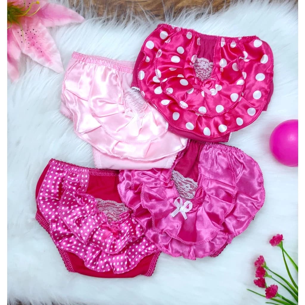 KIT 3 Calcinha infantil bunda rica babado cobre fralda