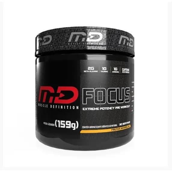 Pré treino FOCUS MD - Muscle Definition - Disponível em pote de 159g e 318g