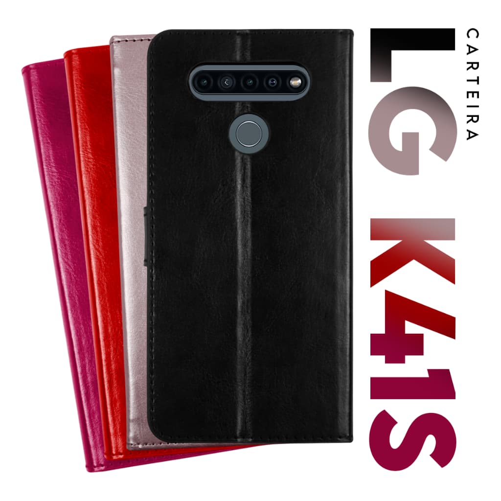 Capa Case Capinha Carteira Flip Cover Couro Sintético PRETA LG K41s lmk410bmw (Tela 6.55 ) Cell in Power25