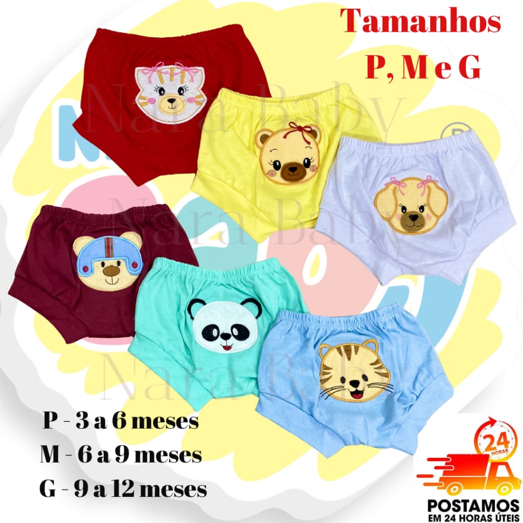 Tapa Fralda KIT com 3 Unidades Menina Menino Para Recém Nascido Roupa de Bebe