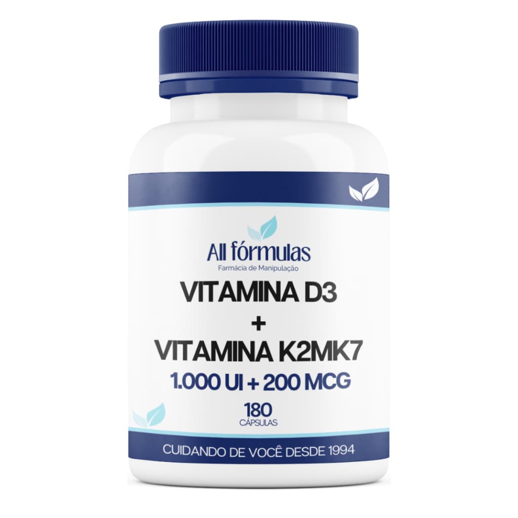 Vitamina D3 1.000 UI + Vitamina K2mK7 200 MCG - 180 Cápsulas