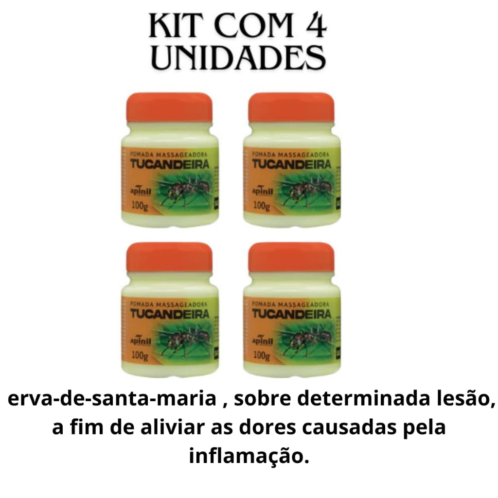Kit com 4 Pomada Massageadora Tucandeira 100g- Apinil