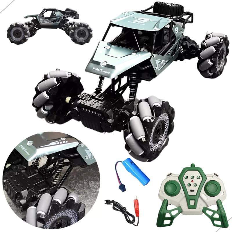 Brinquedo Menino Carrinho Off Road Maluco Roda 360 Tração 4x4 Controle Remoto