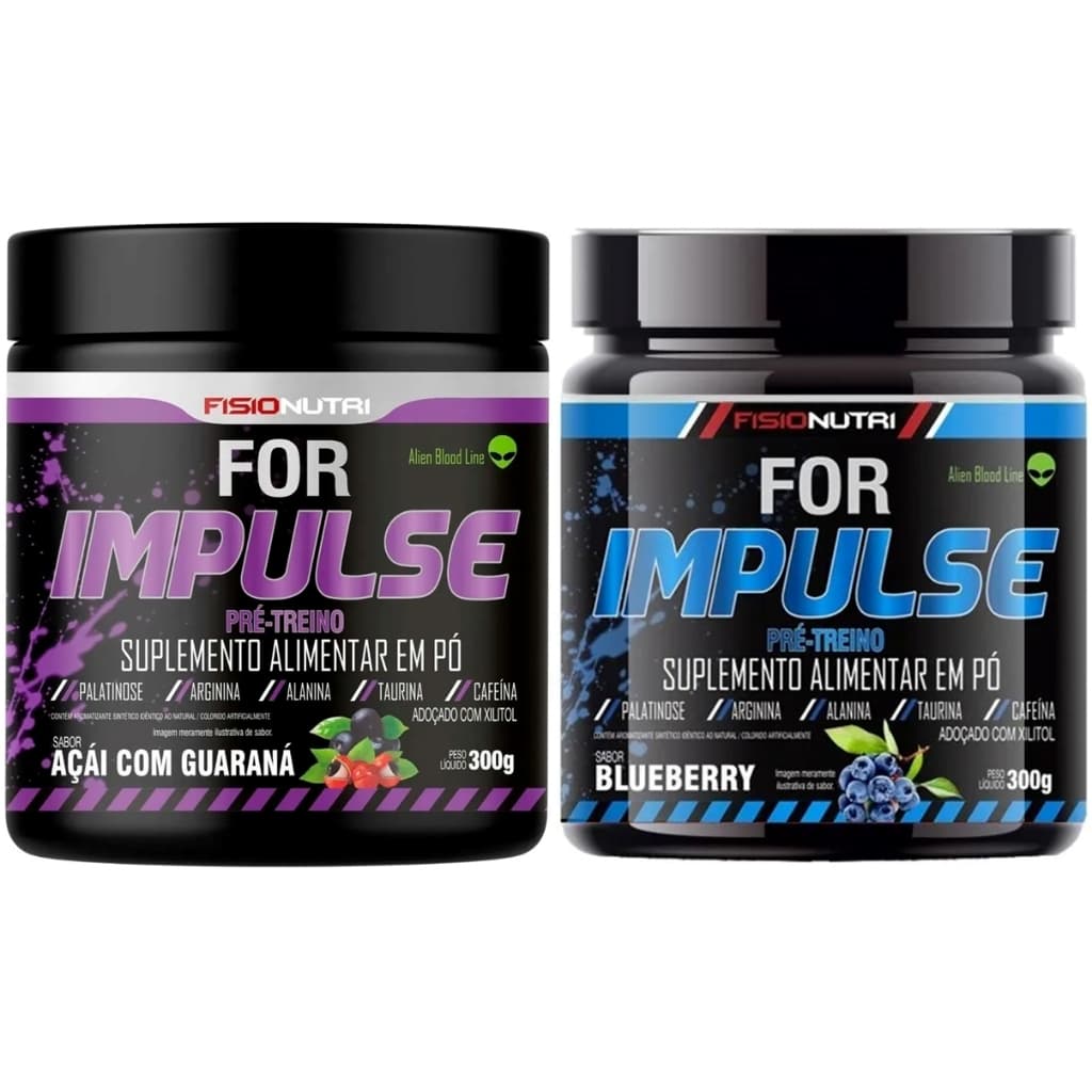 Kit 2 Unid Pré-Treino com Creatina For Impulse - 2 Unid x 300g (600g) - FisioNutri