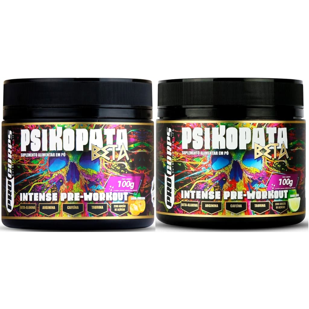 Kit 2x Unid Psikopata Beta - Pré Treino com Beta Alanina - 2 Unid x 100g (200g) - Pro Corps