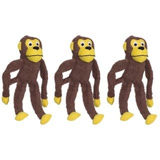 Kit 3 Brinquedo de Pelúcia Macaco com Apitos para Pet Savana Pet