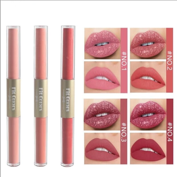 Batom duplo Liquido Matte fit colors à prova d'água COR 03 E 04