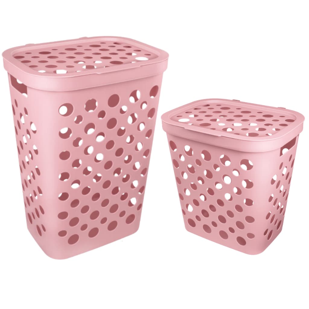 CESTO TELADO COM TAMPA/CESTO DE ROUPA SUJA USUAL (1 OU 2 UNIDADES) PARA LAVANDERIA CASA BANHEIRO