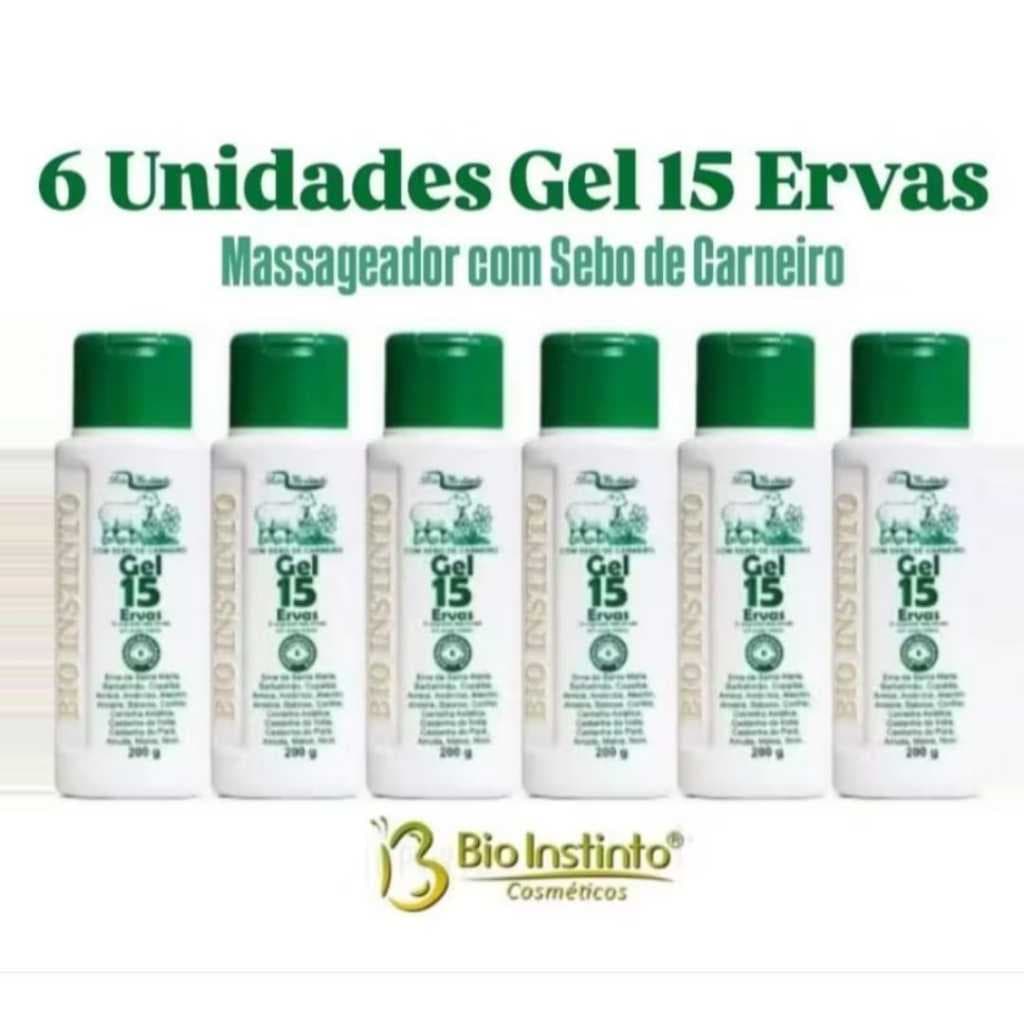 Kit 6 Unidades Gel 15 Ervas com Sebo de Carneiro 200g - Bio Instinto