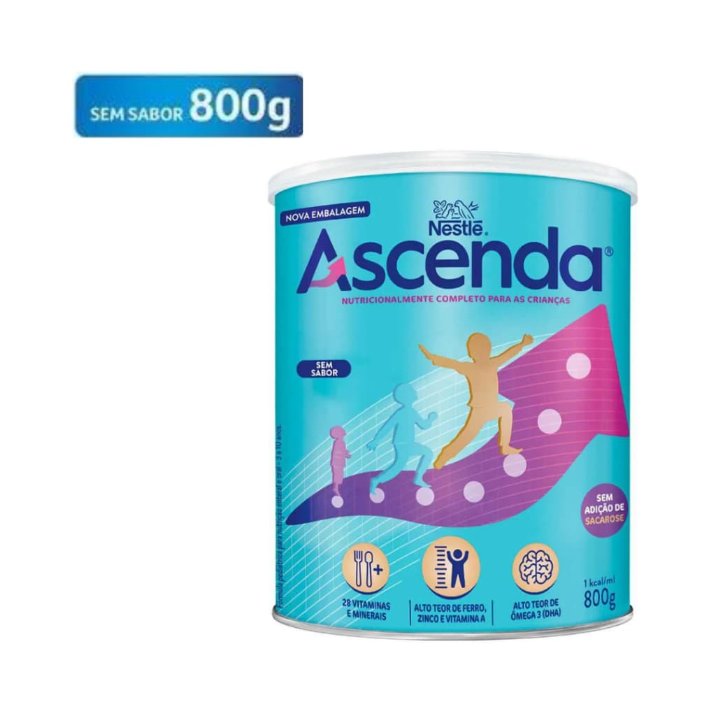 Fórmula Infantil Ascenda Nestlé Sem Sabor 3 a 10 anos 1 Lata de 800g