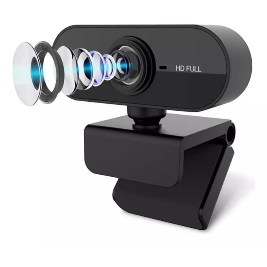 Webcam 1080p Full Hd Pc Notebook Gira 360º Com Microfone Top Cor Preto