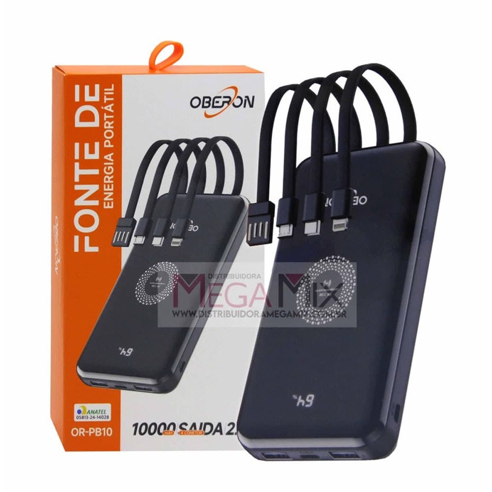 Carregador Portátil Power Bank 10.000mah Turbo Rápido Universal com indução para celulares e tablets