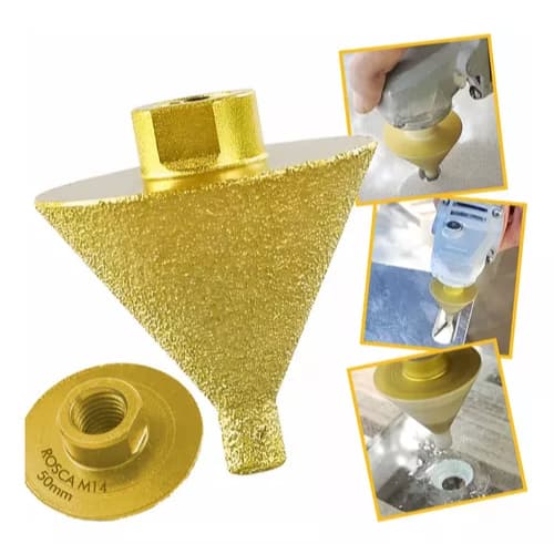 Broca Cônica Chanfro Diamante M14 Esmerilhadeira Porcelanato