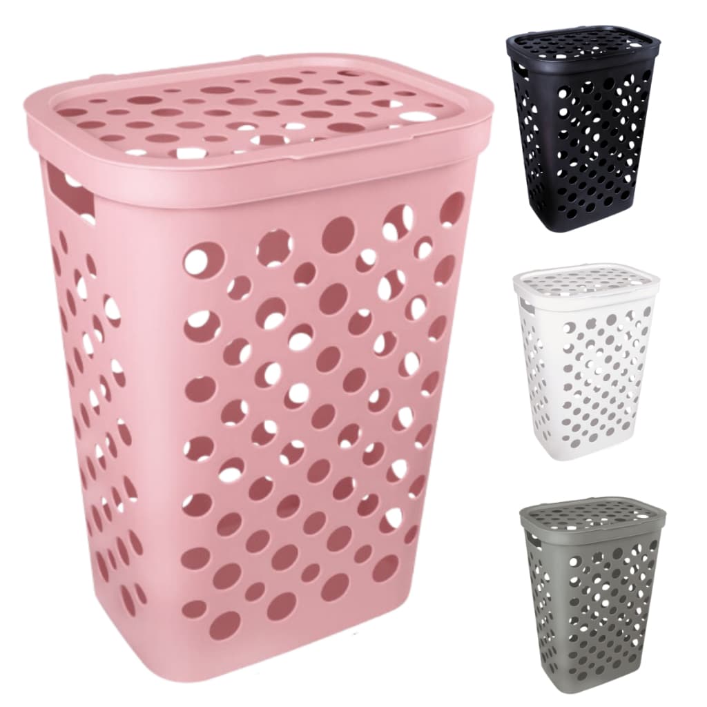 CESTO TELADO COM TAMPA/CESTO DE ROUPA SUJA USUAL (1 OU 2 UNIDADES) PARA LAVANDERIA CASA BANHEIRO