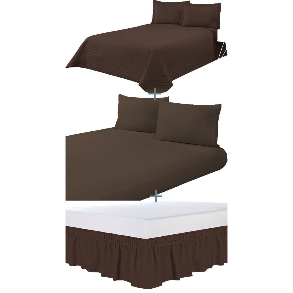 KIT COBRE-LEITO CASAL 3 PEÇAS + JOGO DE LENÇOL CASAL 3 PEÇAS + SAIA BOX tabco