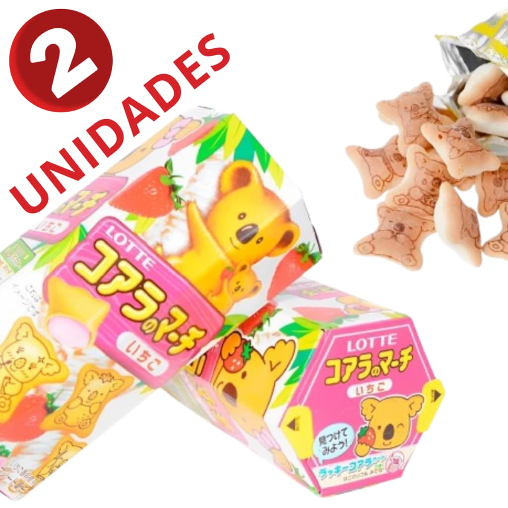 Biscoito até 2 Caixas Koala Coala Recheado Japones Importado Chocolate e Morango  Japão Ovo de Pascoa