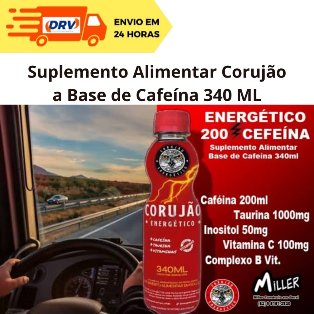 Energetico Alimentar Corujão Com cafeína, taurina, inositol e vitaminas 340 ML- Energético