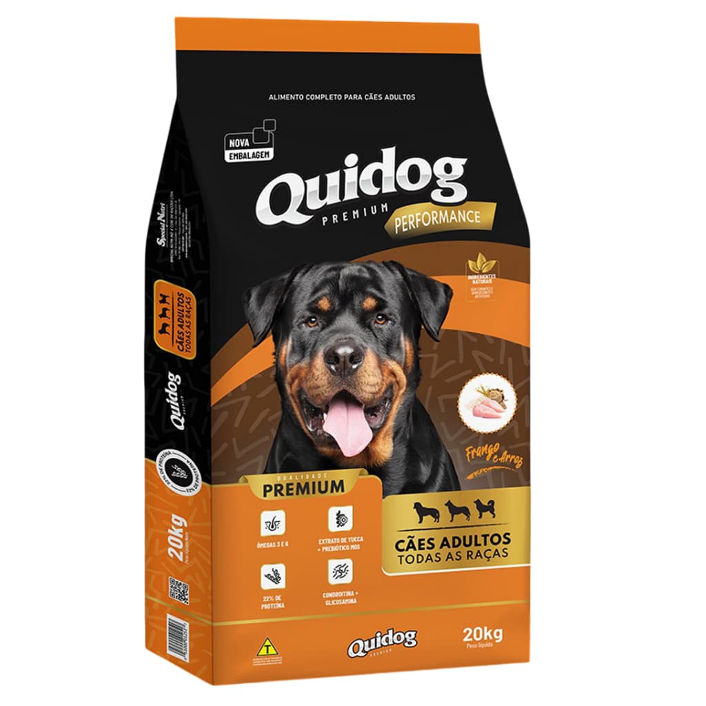 Ração Quidog Performance 15kg Cachorro Adulto Porte Médio Grande sabor Frango e Arroz Special Nutri
