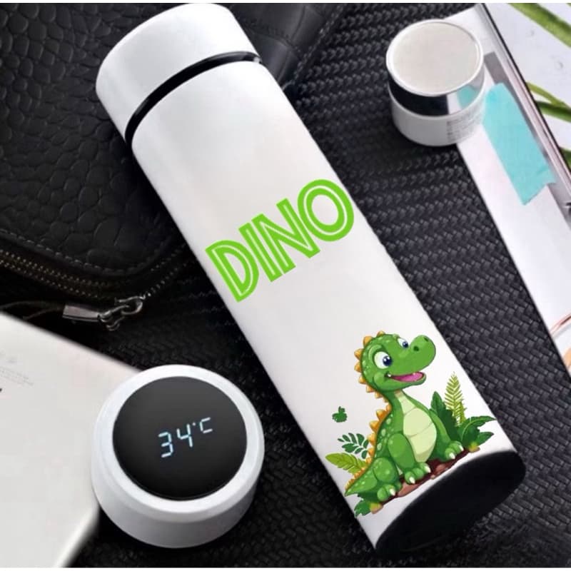 GARRAFA TÉRMICA DINO PERSONALIZADA COM TERMÔMETRO DIGITAL - 500ML