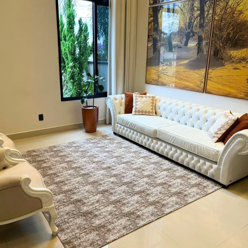 Tapete Marrom Bonito Para Sala 3,00x2,00 Com Antiderrapante