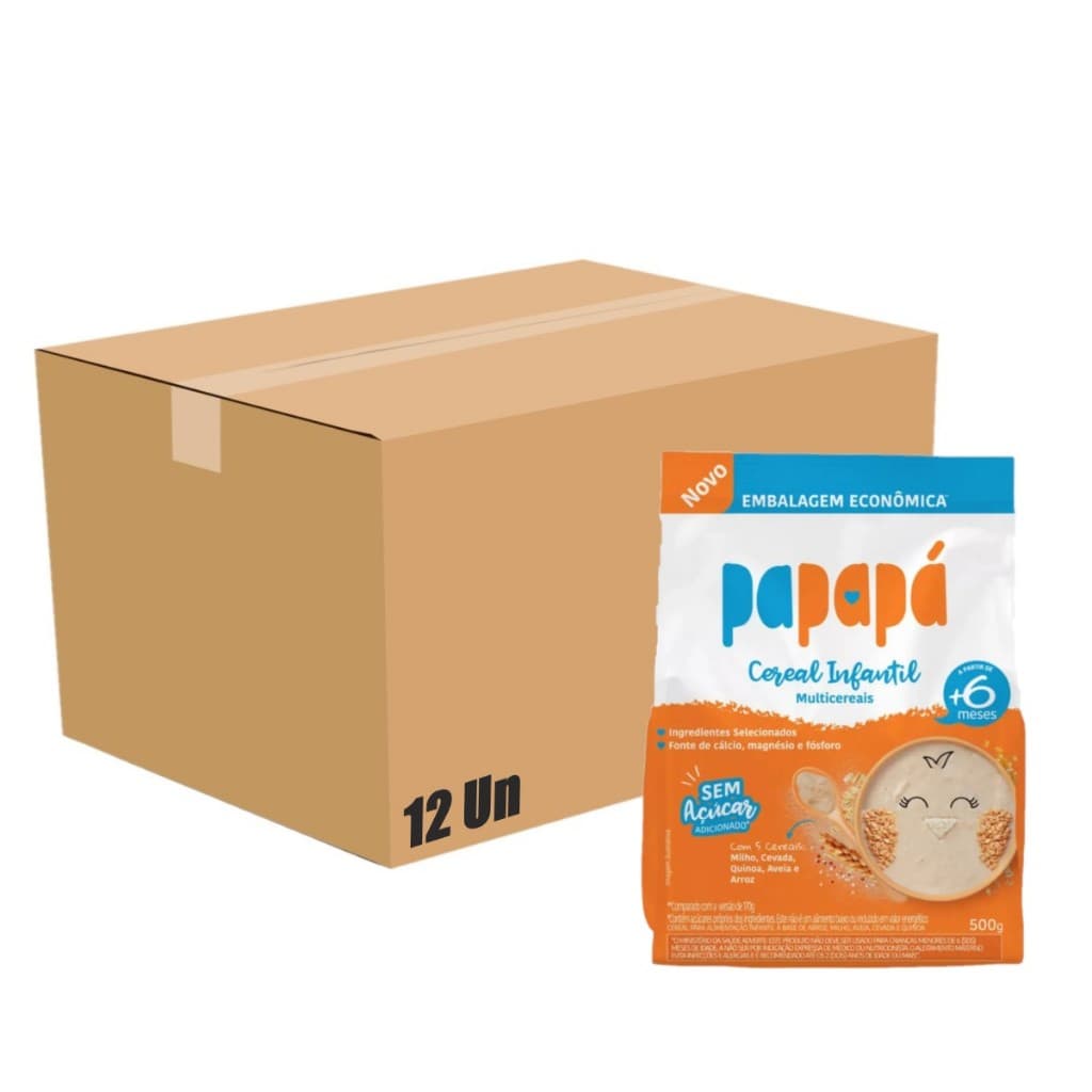 Cereal Papapá Multicereais Infantil Sache 500g Caixa 12 Un