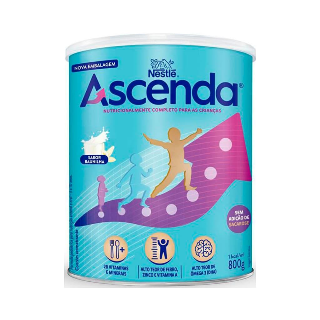 Fórmula Infantil Ascenda Nestlé Baunilha 3 a 10 anos 800g